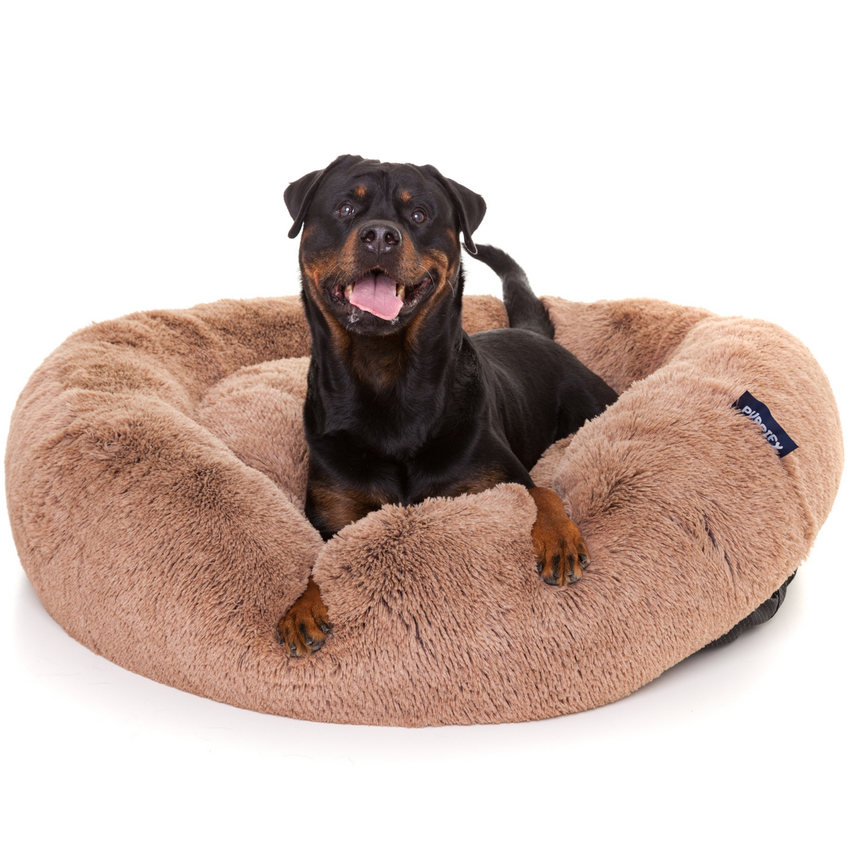 Puppify&#39;s luxe donut hondenkussen voor een stijlvolle en comfortabele slaapplaats.